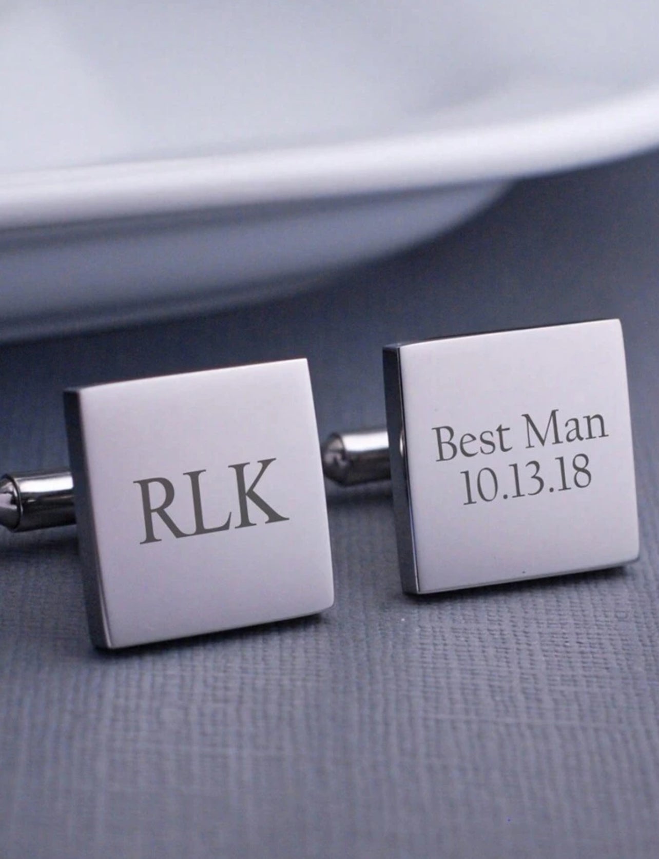 Boutons De Manchette Carrés Classiques Personnalisés En Acier Inoxydable Gravés Sur Mesure