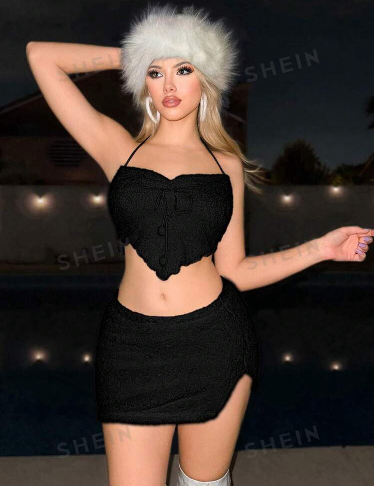 Solid Color Bustier Top and Bodycon Pencil Skirt Set