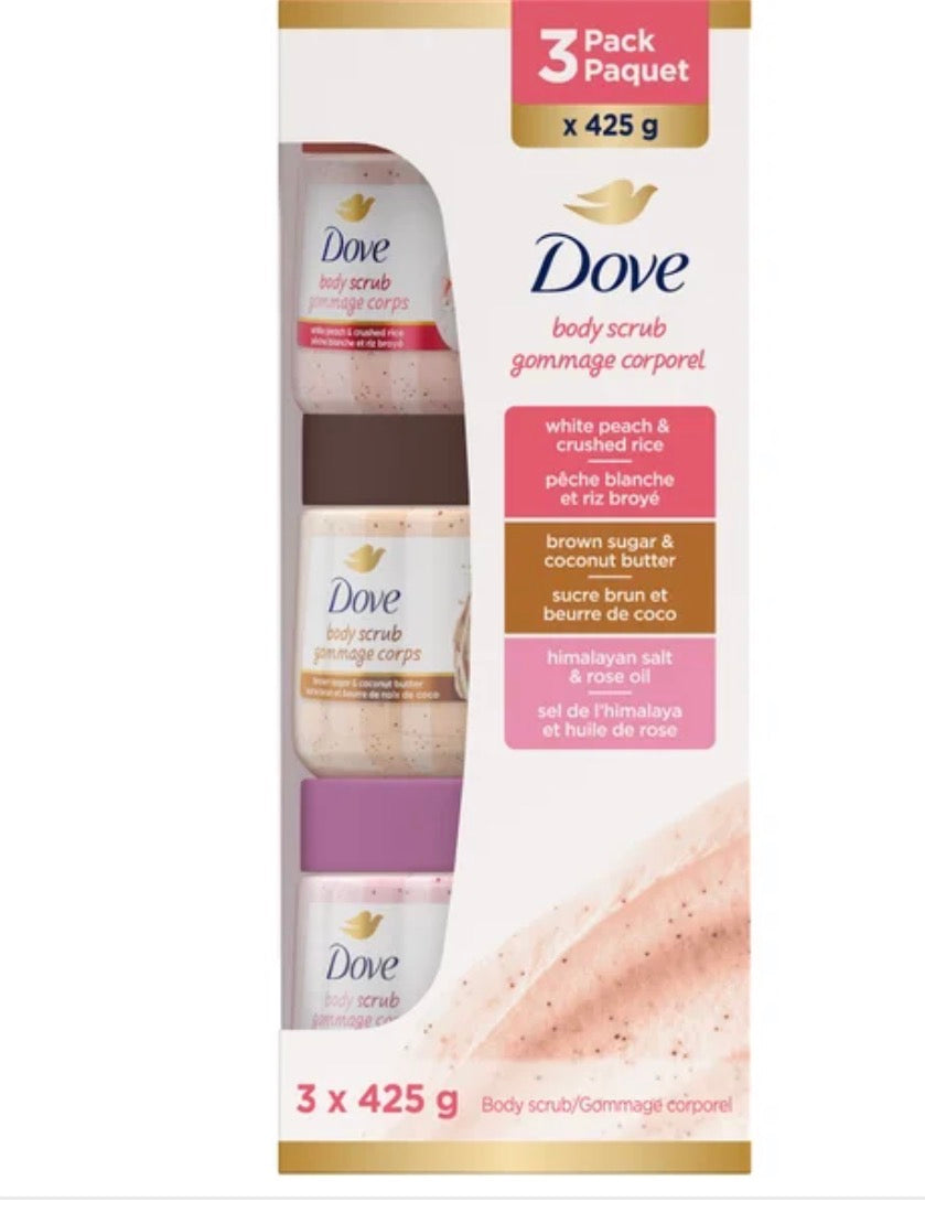 Dove – Set of 3 Body Scrubs, 425 g Each