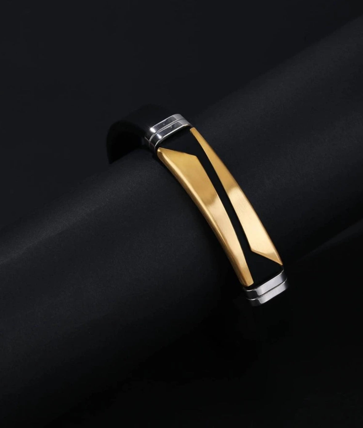 Bracelet Homme Élégance Bicolore – Acier Inoxydable & Silicone