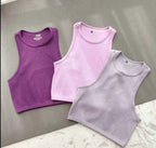 Crop Tops Côtelés en Tricot