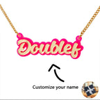 Collier personnalisé avec nom en acrylique, plaque signalétique colorée personnalisée, chaîne avec nom