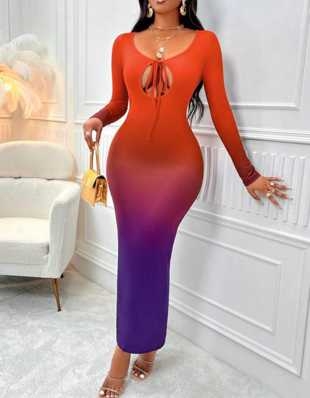 Robe Moulante Dégradé À Nœud