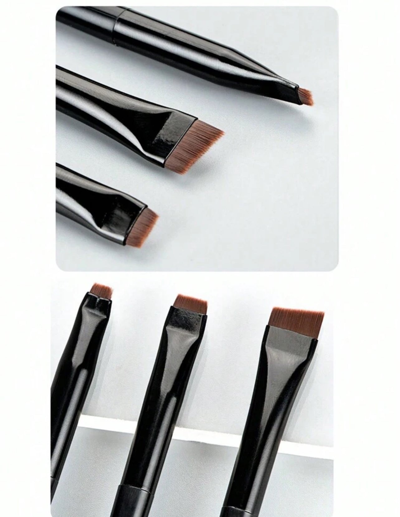 3 pièces/ensemble pinceaux de maquillage comprenant un pinceau Eyeliner coudé, un pinceau à sourcils, un pinceau fard à paupières Ultra-fin