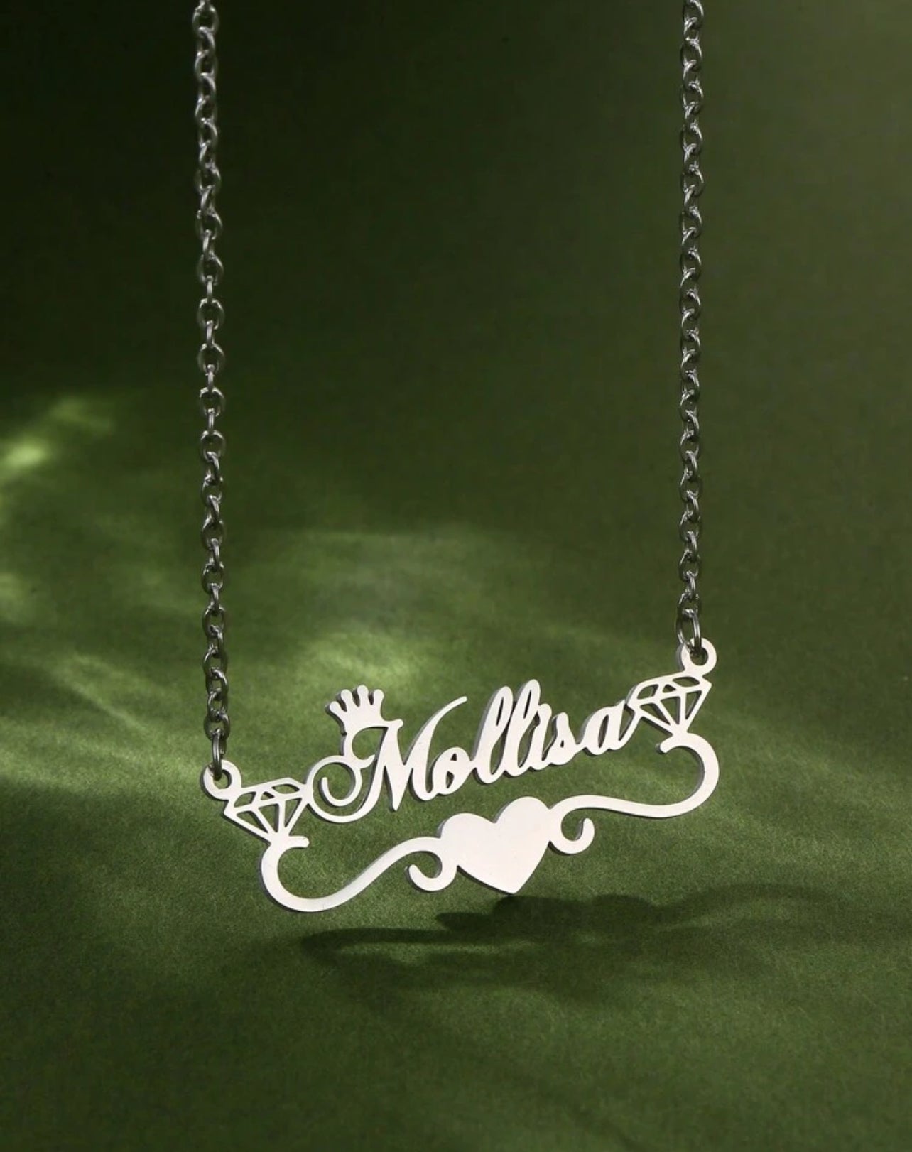 Collier personnalisé en forme d'aile avec nom personnalisé, avec chaîne à pendentif au choix en acier inoxydable