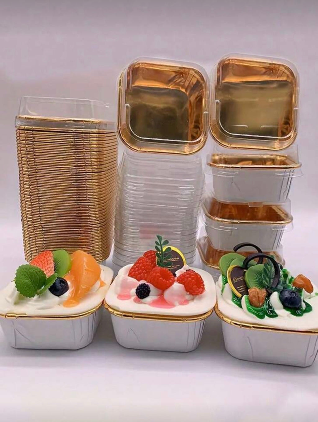 Set of 50 Mini Aluminum Baking Pans with Lids