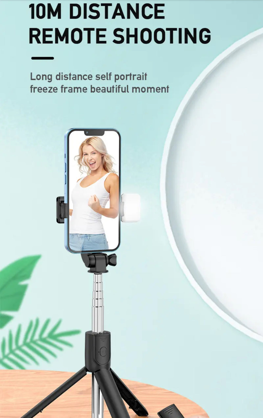 Bâton de Selfie Sans Fil avec Trépied et LED