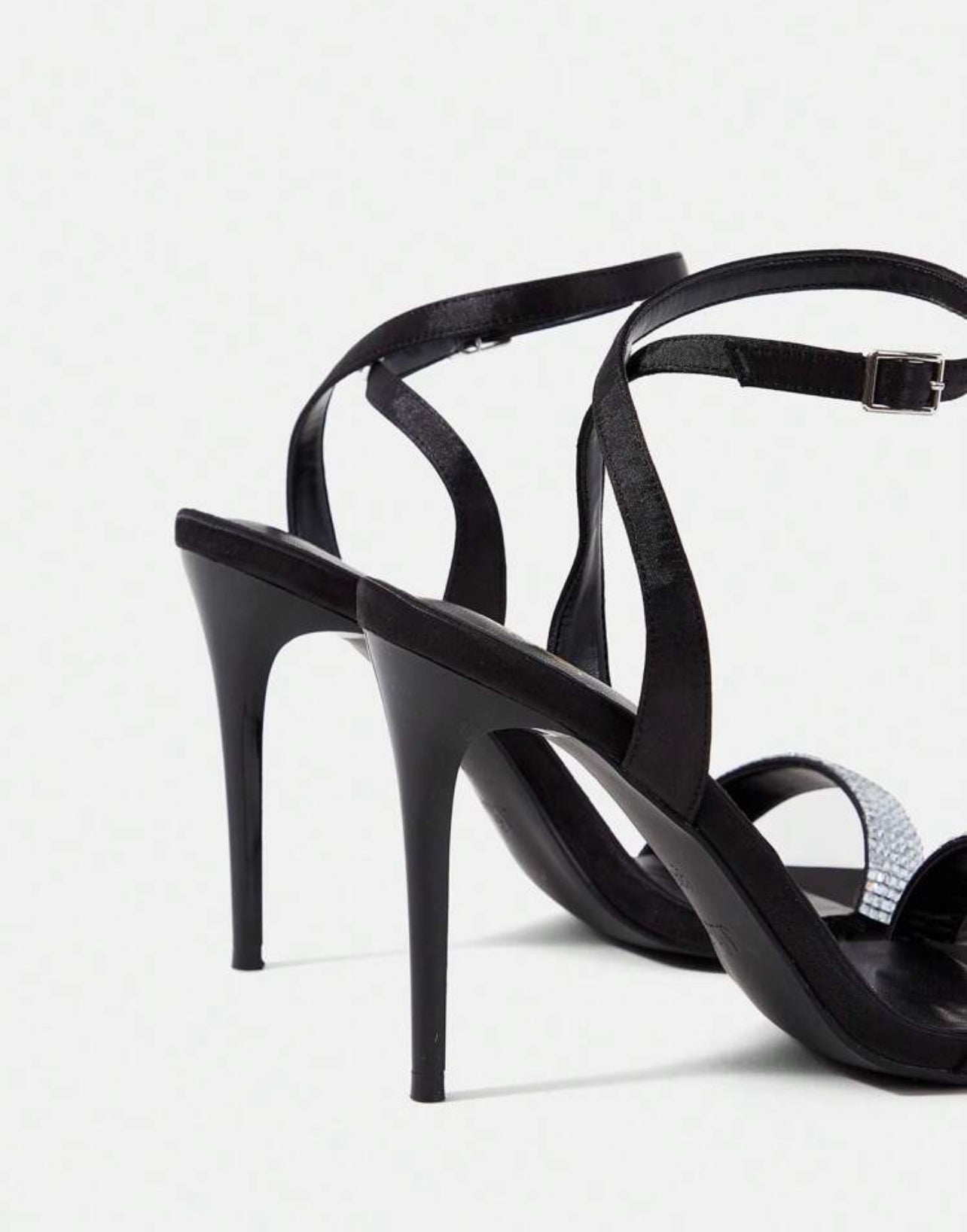 Sandales à Talons Noir avec Strass Éclatants