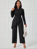 Ensemble Pantalon & Blouse Unicolore Asymétrique