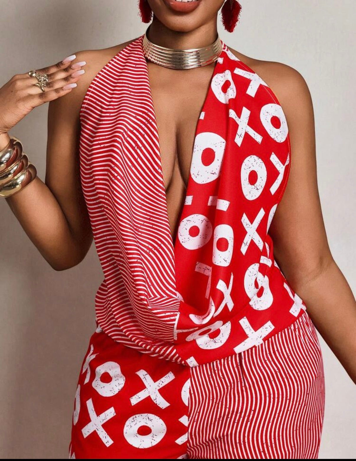 Combinaison Halter Chic - Rouge & Blanc XoXo