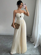 Combinaison Pantalon Plissé Écru Bustier Clara