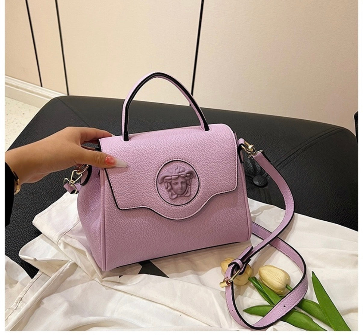 Sac à main "Iconic Medusa" en Cuir Grainé