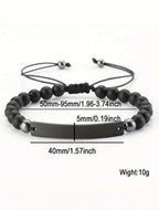 Bracelet de couple en perle avec date gravable