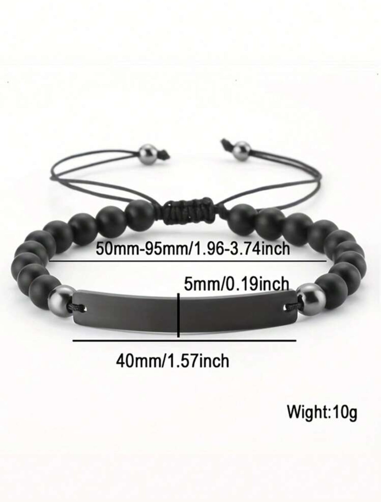 Bracelet de couple en perle avec date gravable