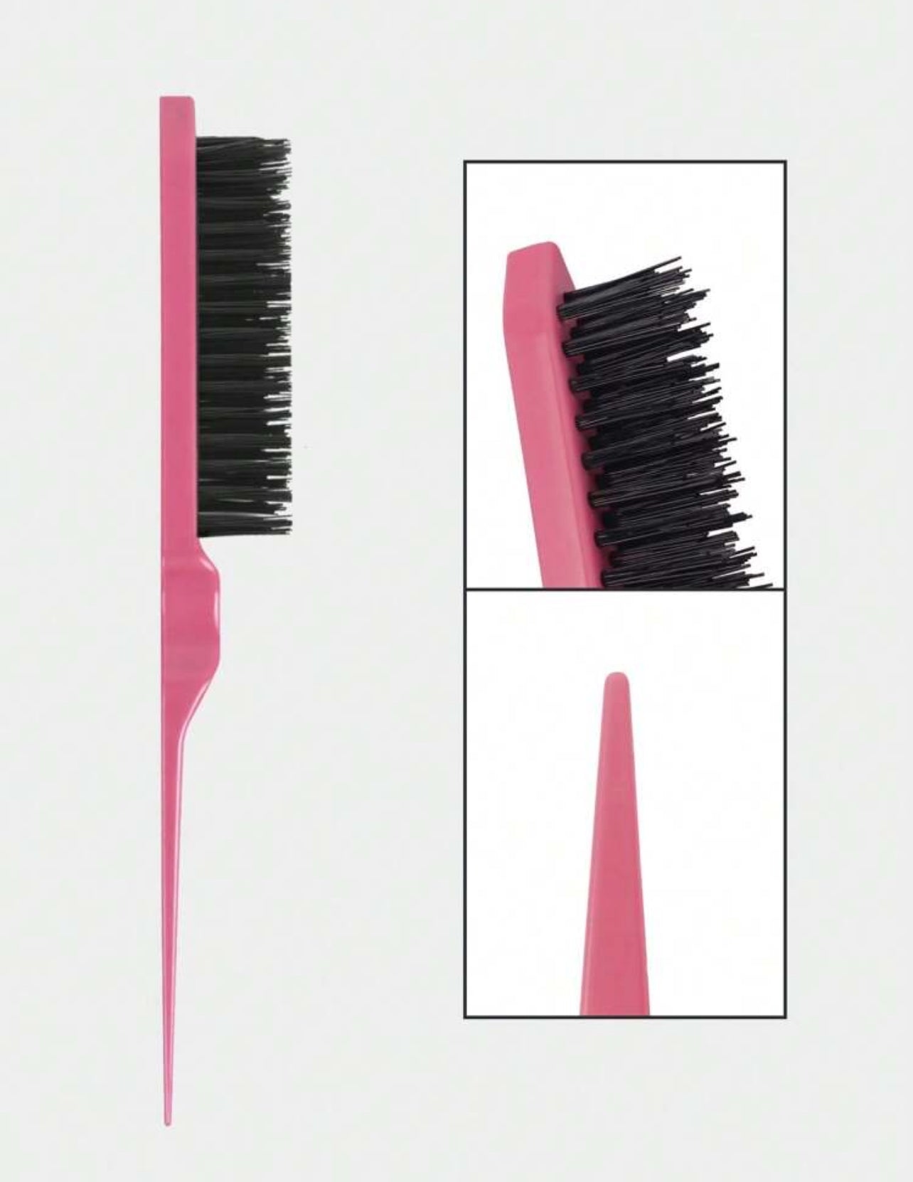 Ensemble de 3 peignes de coiffure comprenant une brosse à bords, un peigne à queue de rat et une brosse à taquiner pour vous aider à coiffer facilement une variété de coiffures différentes. Contrôle des bords pour satisfaire vos besoins capillaires.