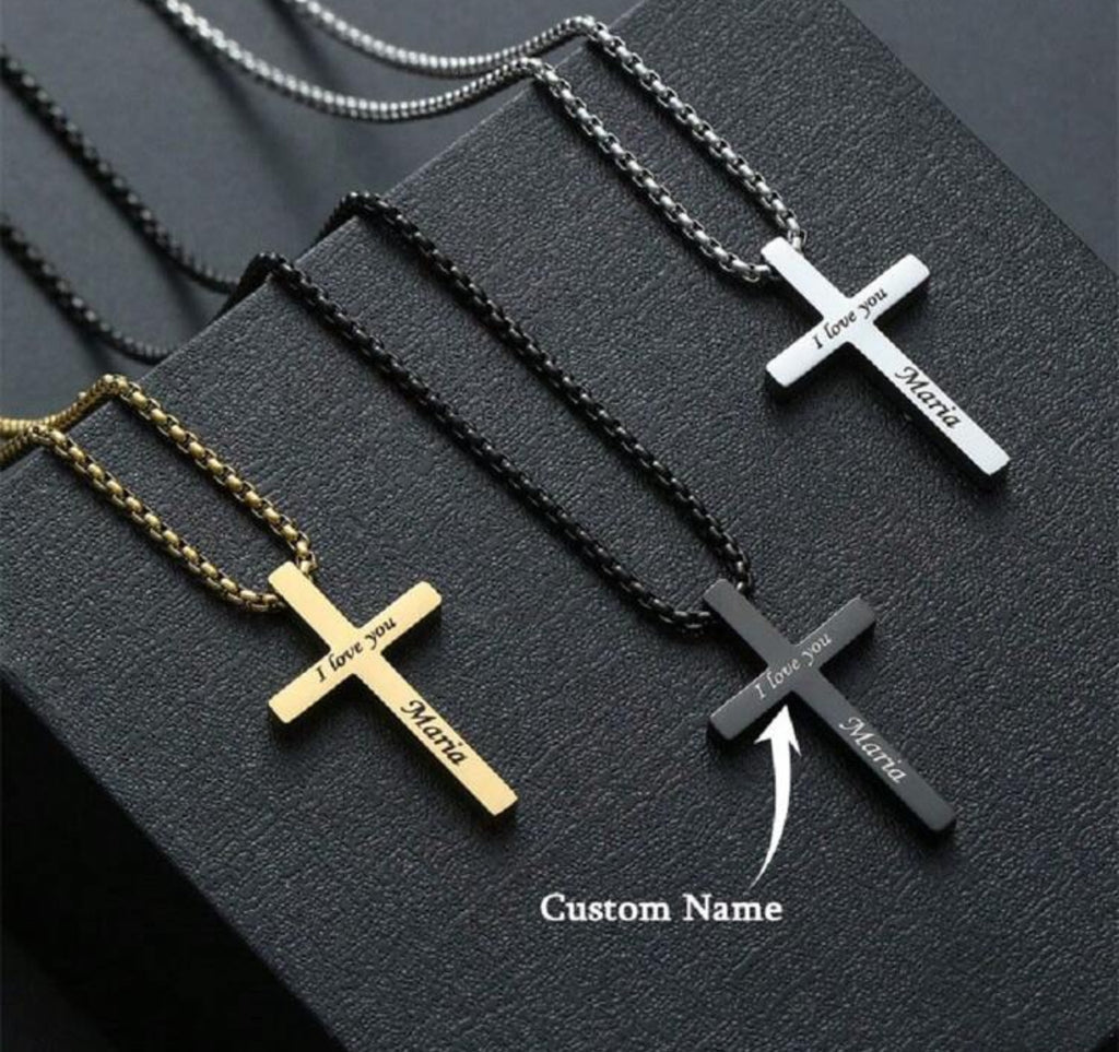 Personalized Stainless Steel Cross Necklace