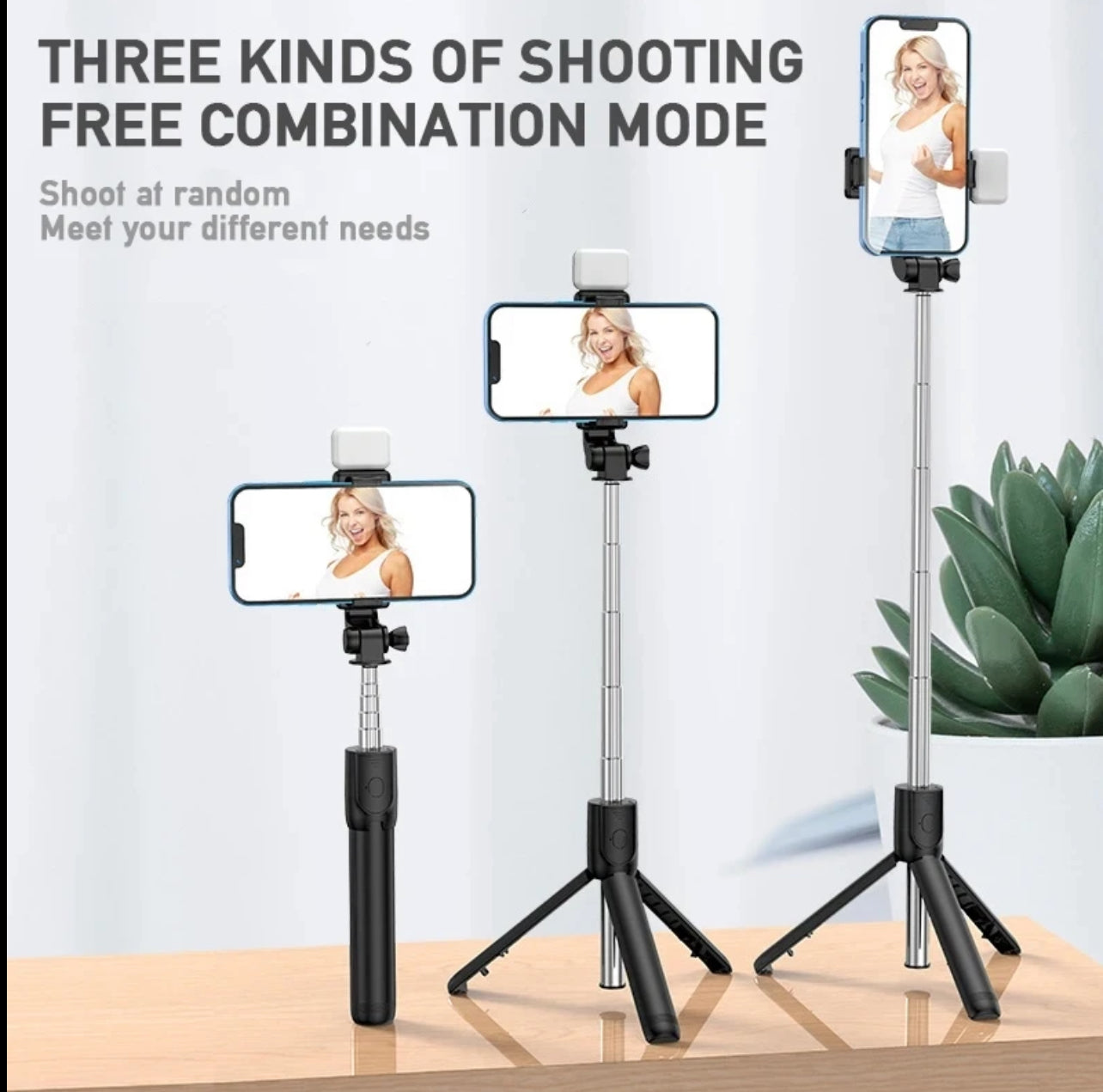 Bâton de Selfie sans fil pour téléphone portable avec trépied