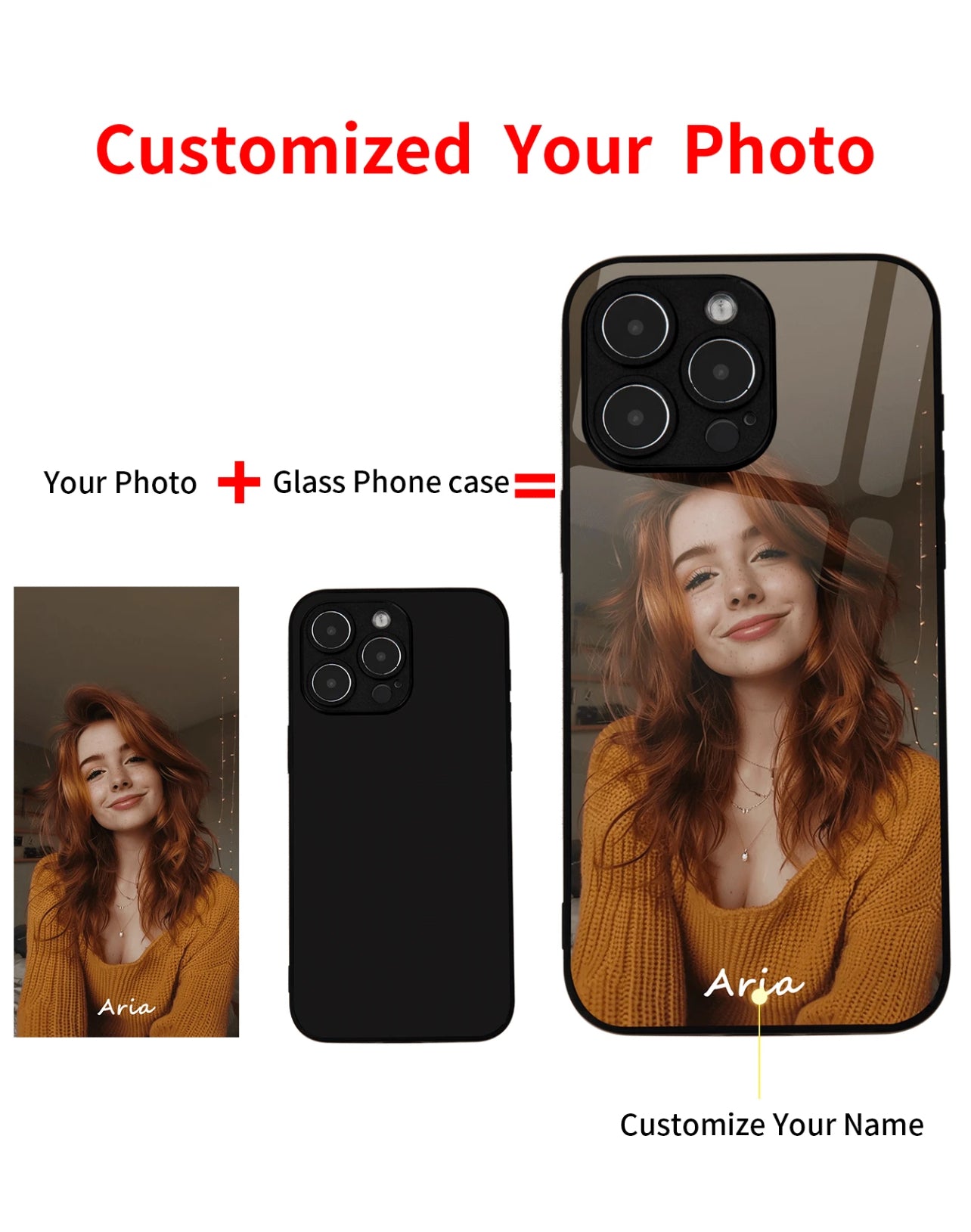 Coque de téléphone en verre HD personnalisée, adaptée à divers modèles tels que Apple Samsung/Redmi/Huawei/OnePlus