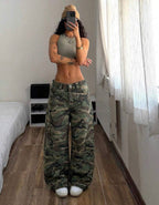 Jean Cargo Baggy Camouflage Taille Basse Femme