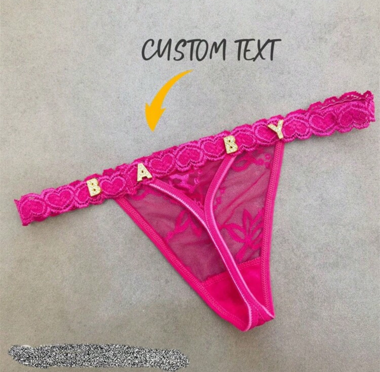 Culotte en dentelle avec lettres personnalisées pour femmes, string en dentelle Sexy avec lettres personnalisées, lettres brillantes en strass bricolage