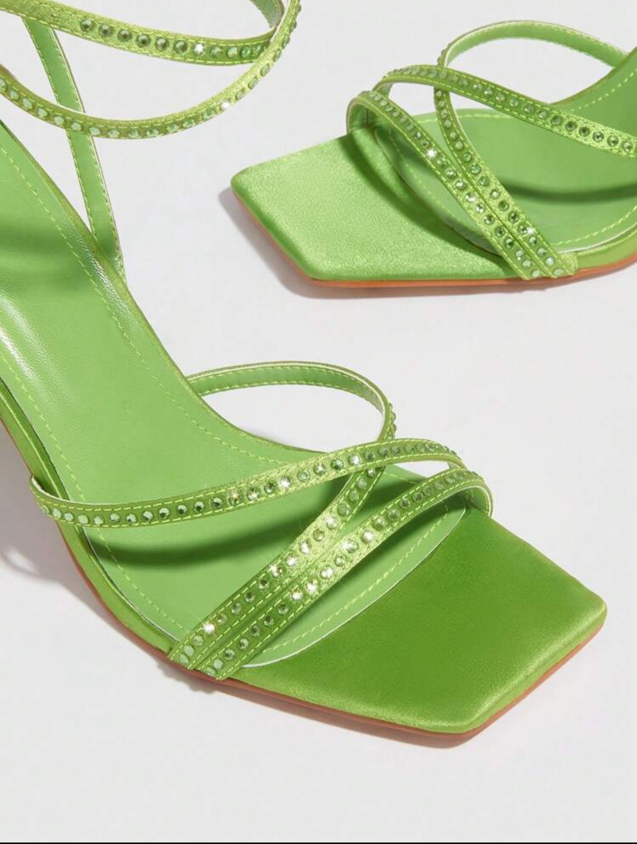 Green Heeled Sandals with Straps - Originality and Style