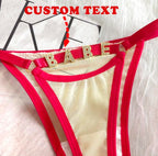 Culotte en dentelle avec lettres personnalisées pour femmes, string en dentelle Sexy