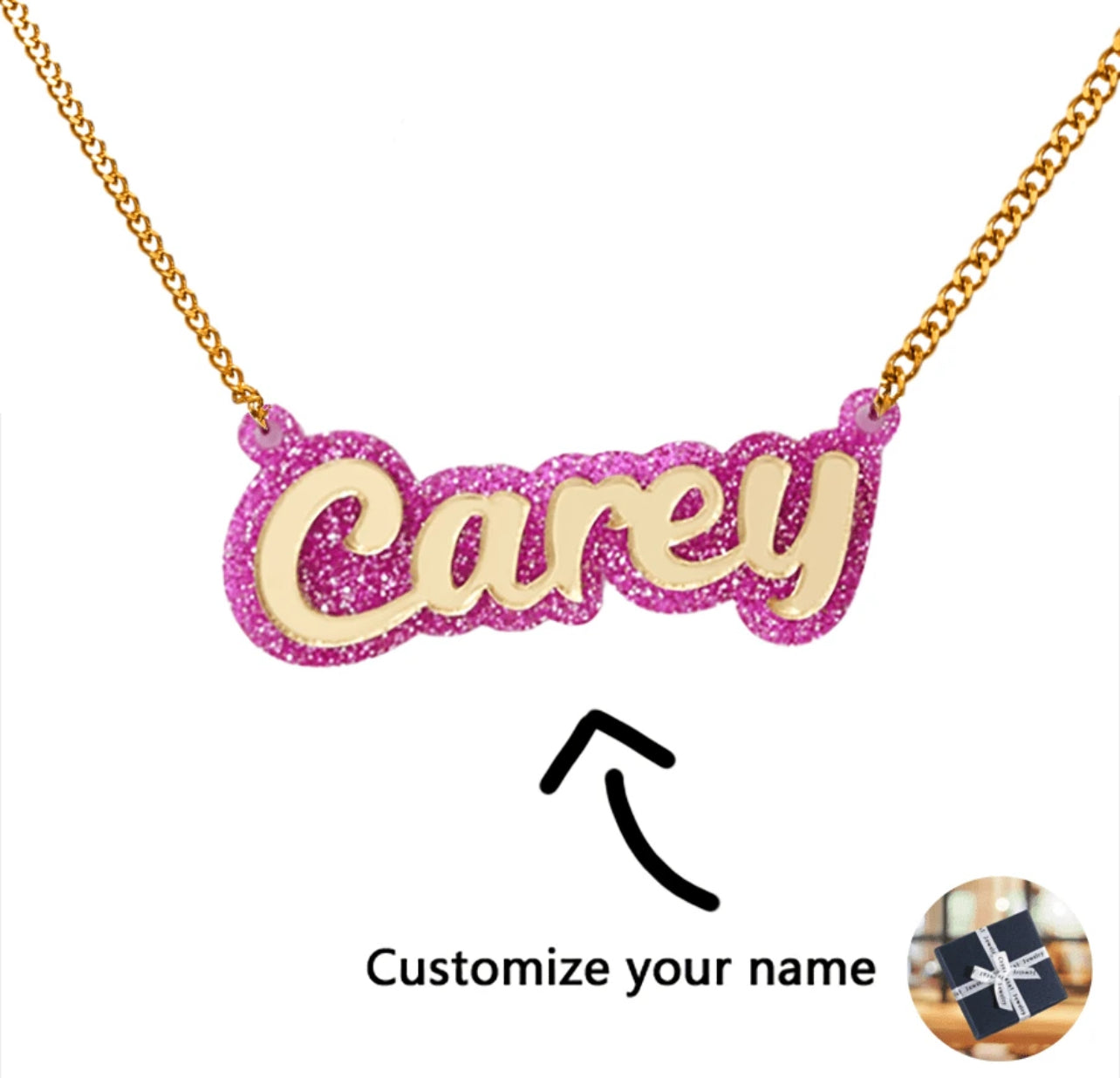 Collier personnalisé avec nom en acrylique, plaque signalétique colorée personnalisée, chaîne avec nom