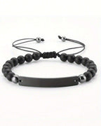 Bracelet de couple en perle avec date gravable