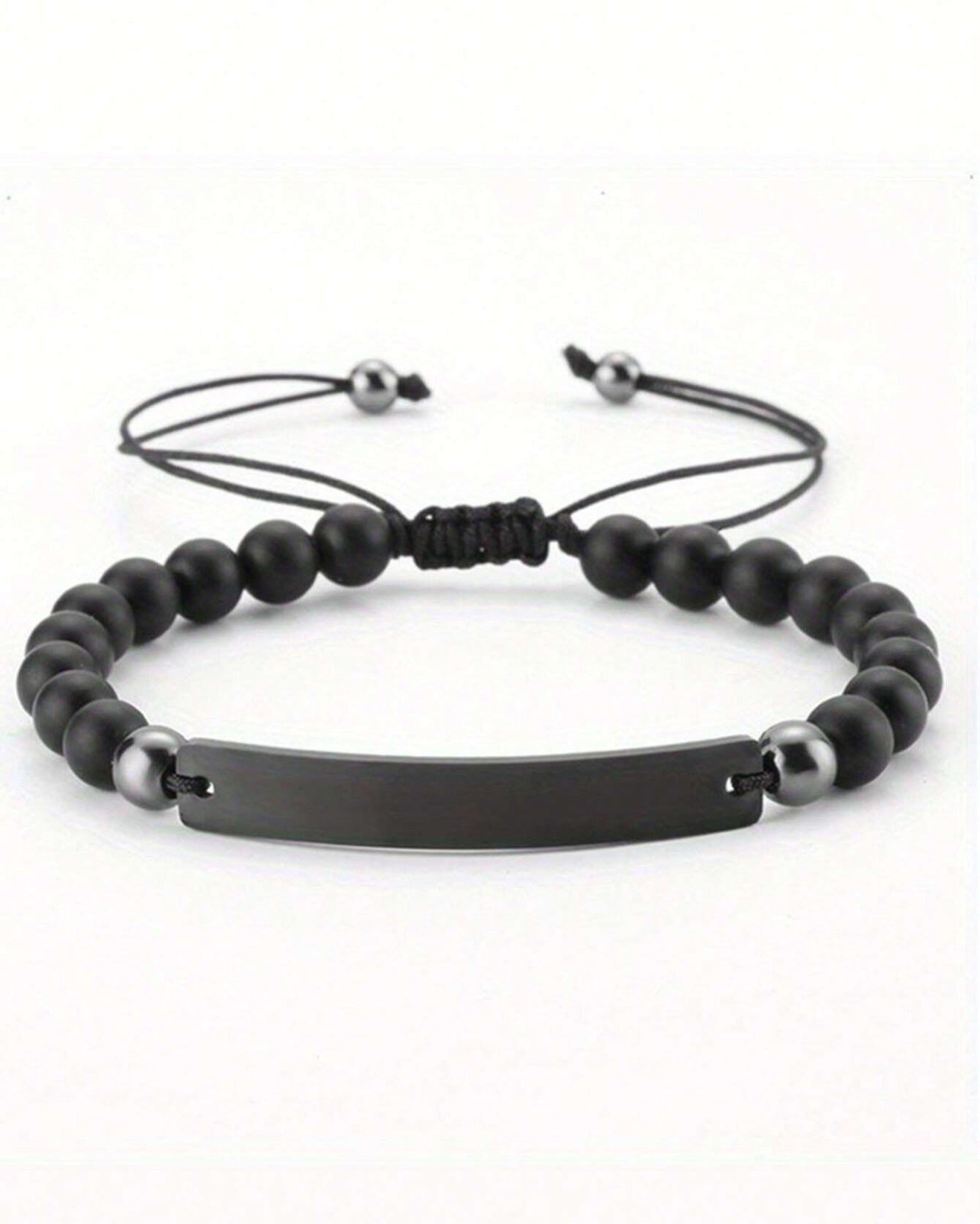 Bracelet de couple en perle avec date gravable