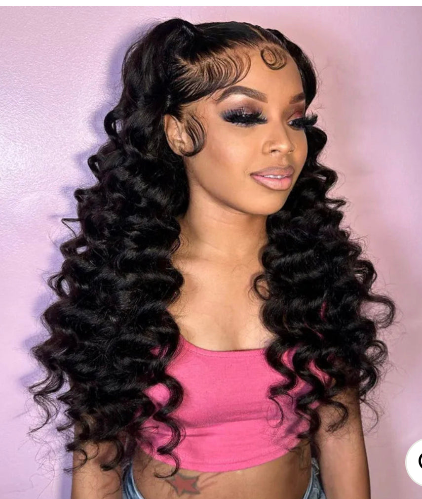 Perruque cheveux humains 200% 13*4 lace transparente frontale loose wave longueur 22 pouces