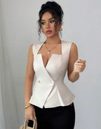 Top Croisé Élégance Sans Manches-Élégance bureau & soirée