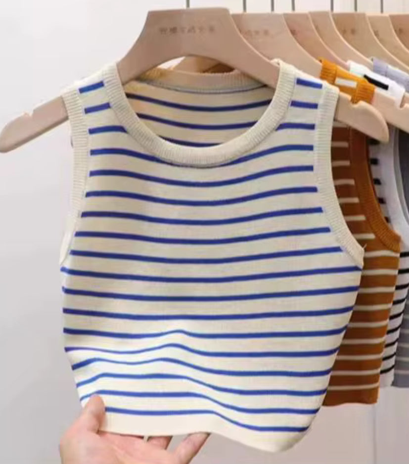 Débardeur côtelé rayé