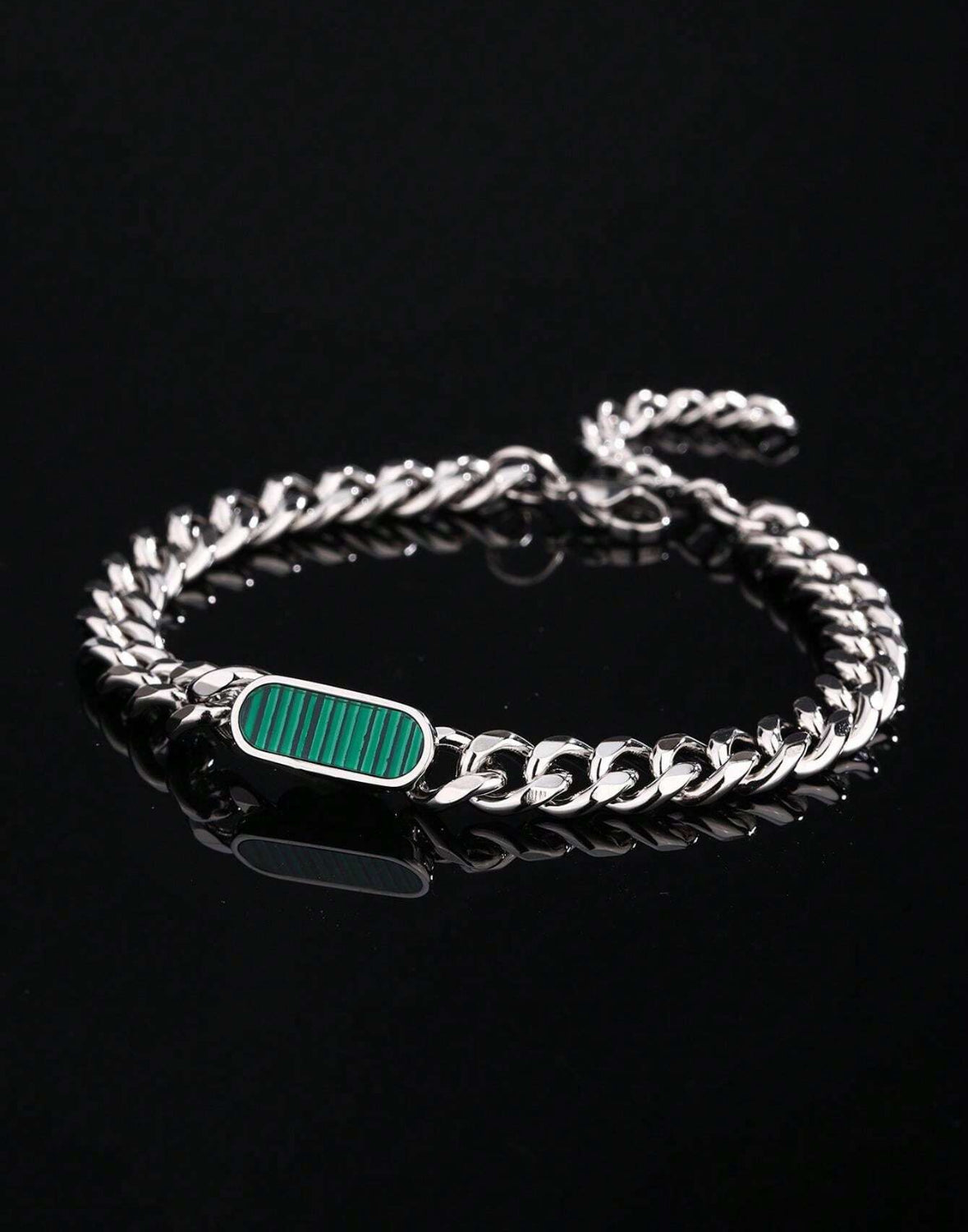 Bracelet Maille Cubaine & Pierre Naturelle – Élégance et Caractère