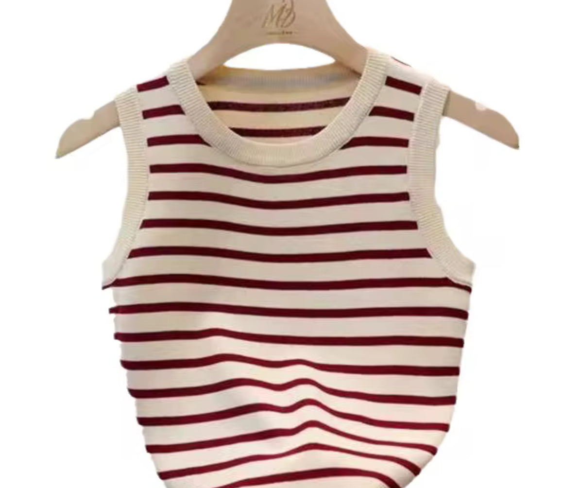 Débardeur côtelé rayé