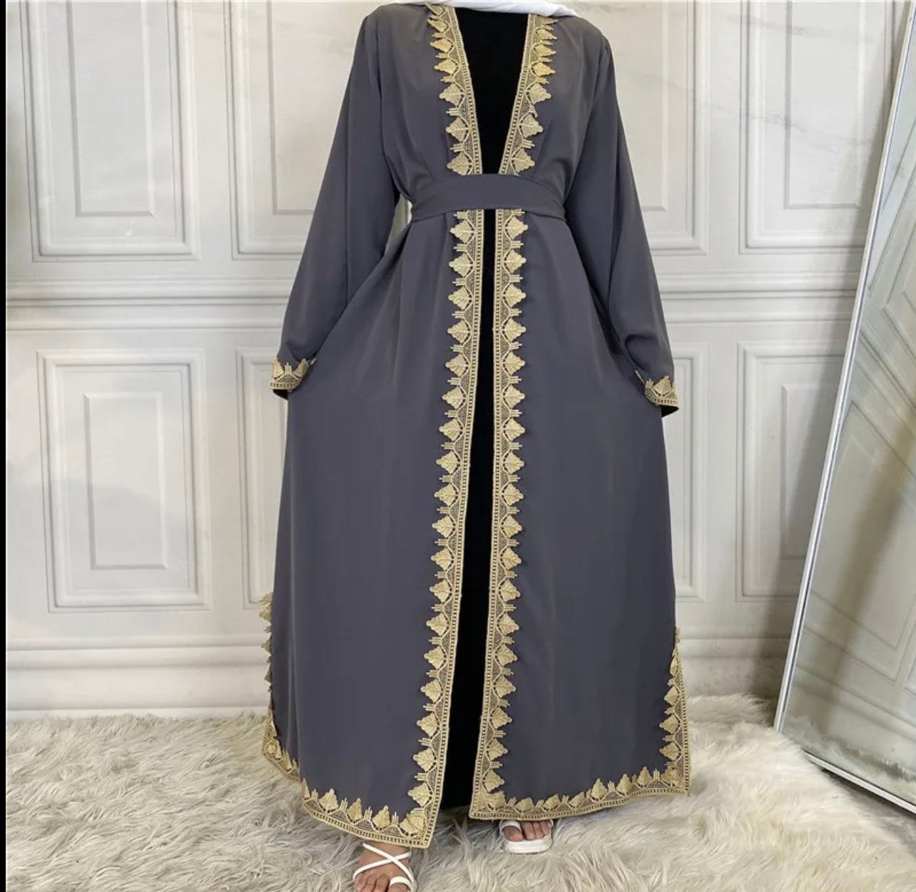 Robe brodé Abaya cardigan turc