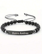 Bracelet de couple en perle avec date gravable