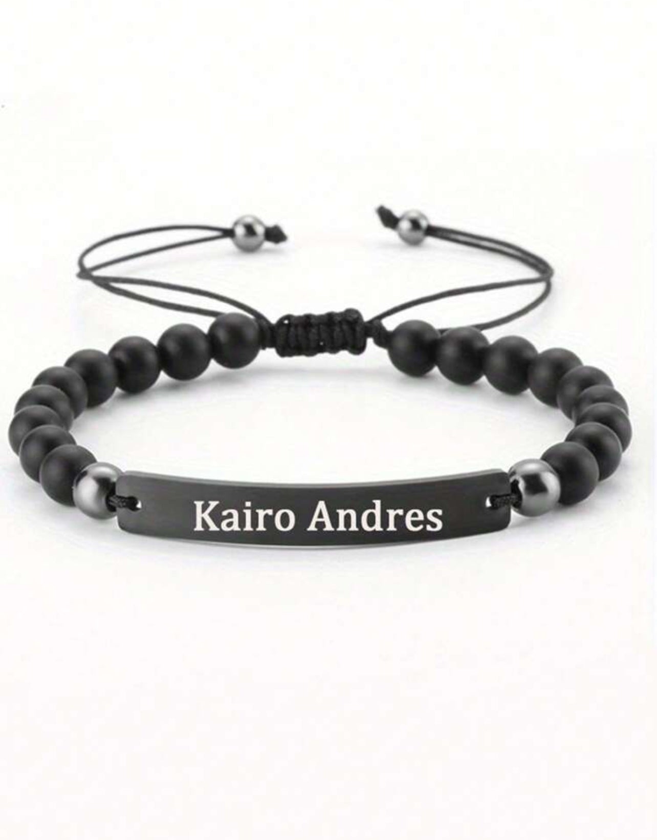 Bracelet de couple en perle avec date gravable