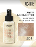 Ushas Glow Shimmer Spray – Brume Illuminatrice Visage, Corps & Cheveux (76ml)