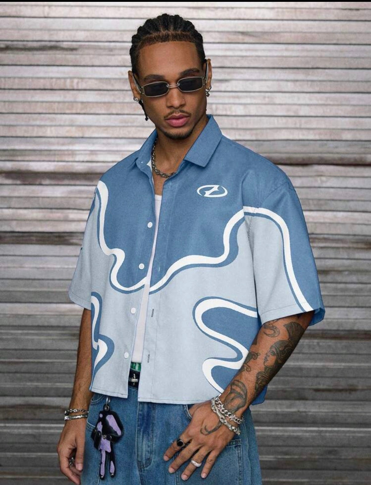 Chemise Homme Oversize à Motif Graphique – Manches Courtes