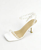 Women's Ankle Strap Sandals, Faux Pearl Stiletto Heel Sandals