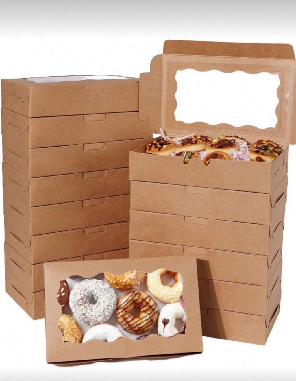 Lot de 20 Boîtes à Pâtisserie avec Fenêtre – Design Élégant pour Beignets, Biscuits et Cupcakes