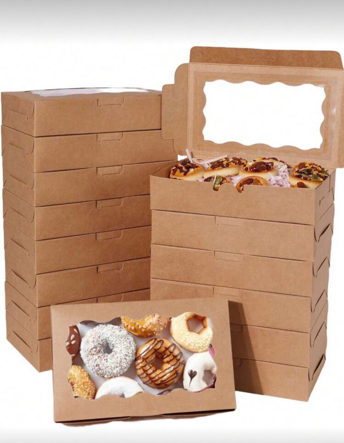 Lot de 20 Boîtes à Pâtisserie avec Fenêtre – Design Élégant pour Beignets, Biscuits et Cupcakes