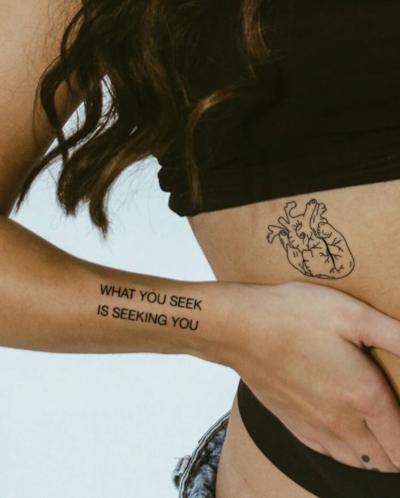 1pc tatouage de battement de cœur temporaire avec texte artistique