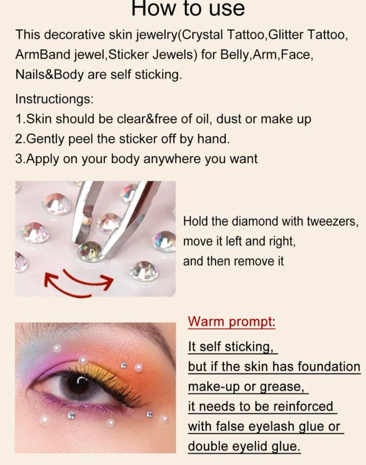 Fausses perles 3D makeup ( fête)