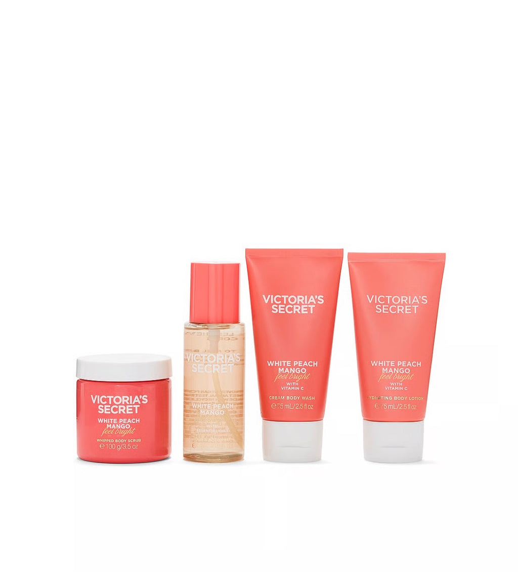 Coffret-cadeau soins pour le corps White Peach Mango avec sac de voyage réutilisable