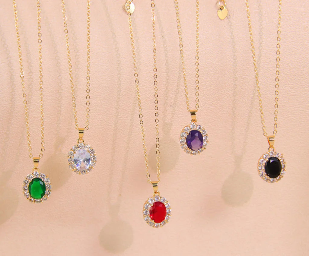 Collier Coloré en Laiton avec Cristaux
