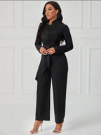 Ensemble Pantalon & Blouse Unicolore Asymétrique