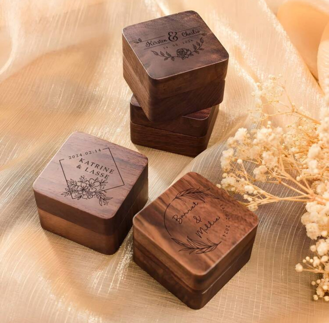 Boîte à bagues en bois personnalisée