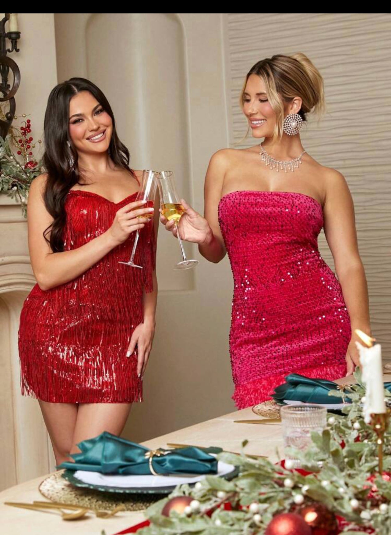 SXY Robe Moulante Bustier À Paillettes