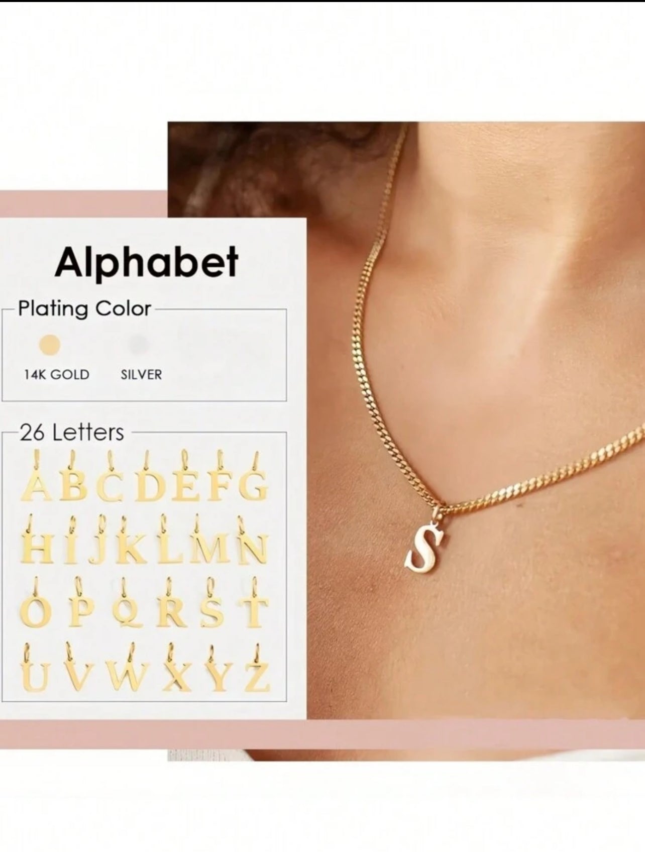 1 pièce En Acier Inoxydable initial Collier DIY À Pendentif Lettre